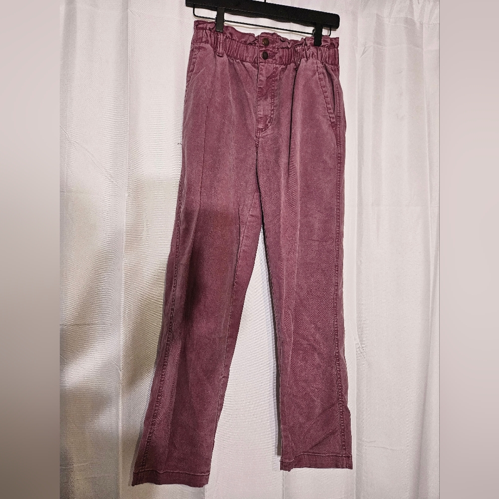 Purple paper bag pants